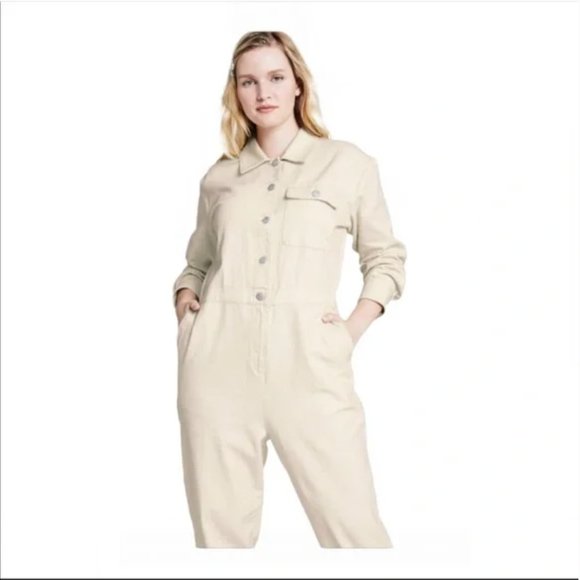 NWT Sandy Liang x Target Cream Long Sleeve Jumpsuit - Picture 5 of 8